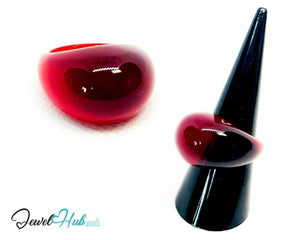 Resin Ring ❤️ CrimsonGlow (Dark Red) · UK O · US 7.5 · Glossy Lightweight - JewelHub.co.uk