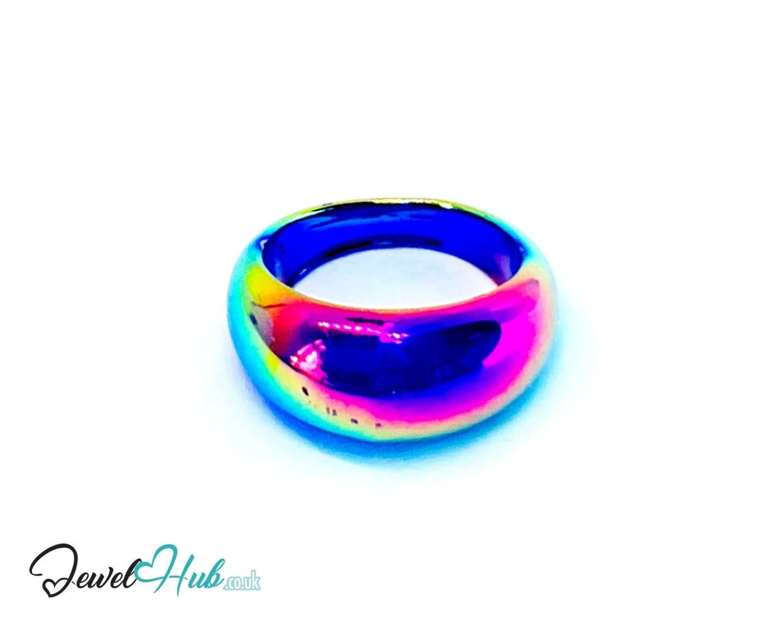Resin Ring 🌌 Dark Blue (Iridescent) UK N · US 6.75 · Gloss Sculptural Band - JewelHub.co.uk