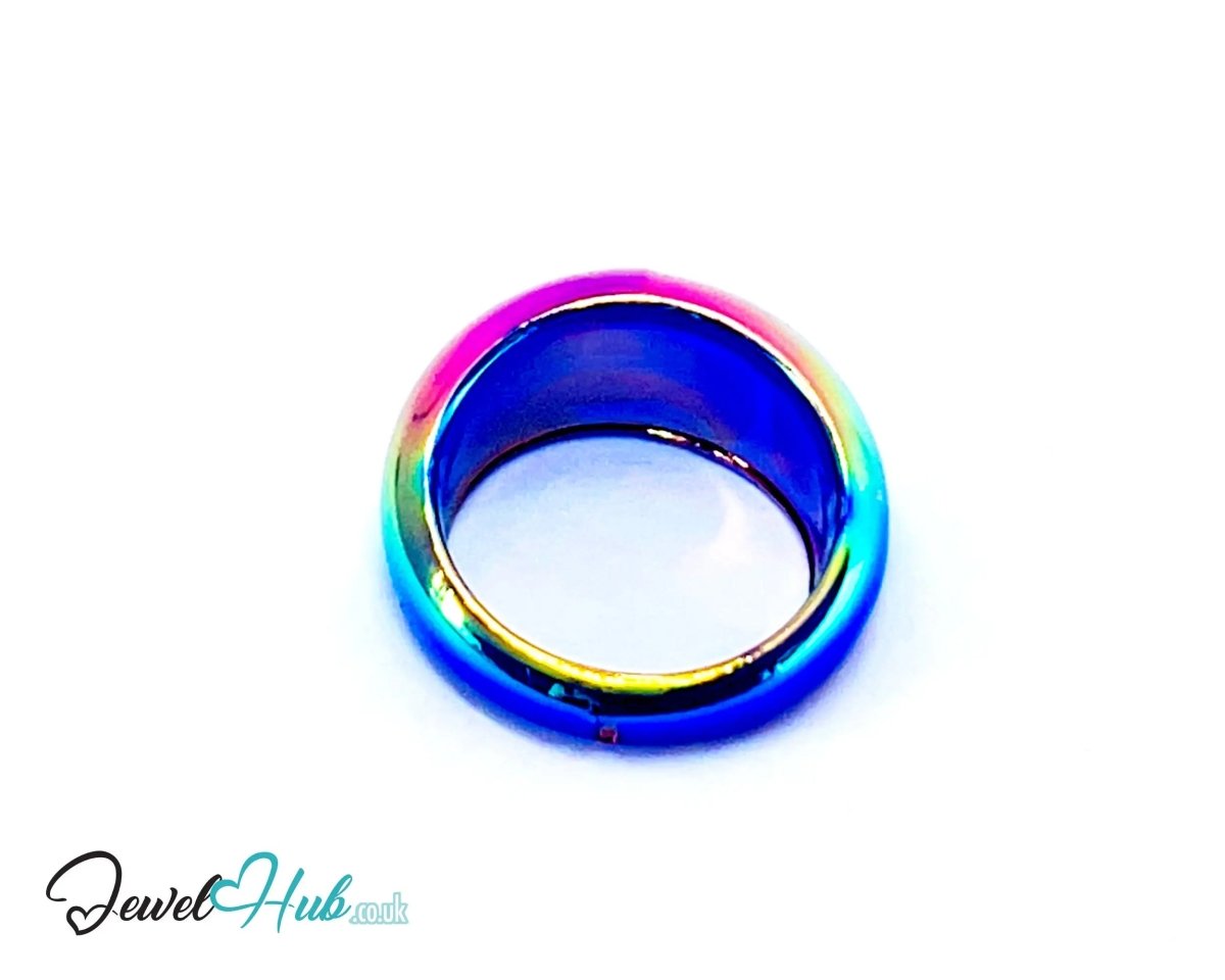 Resin Ring 🌌 Dark Blue (Iridescent) UK N · US 6.75 · Gloss Sculptural Band - JewelHub.co.uk