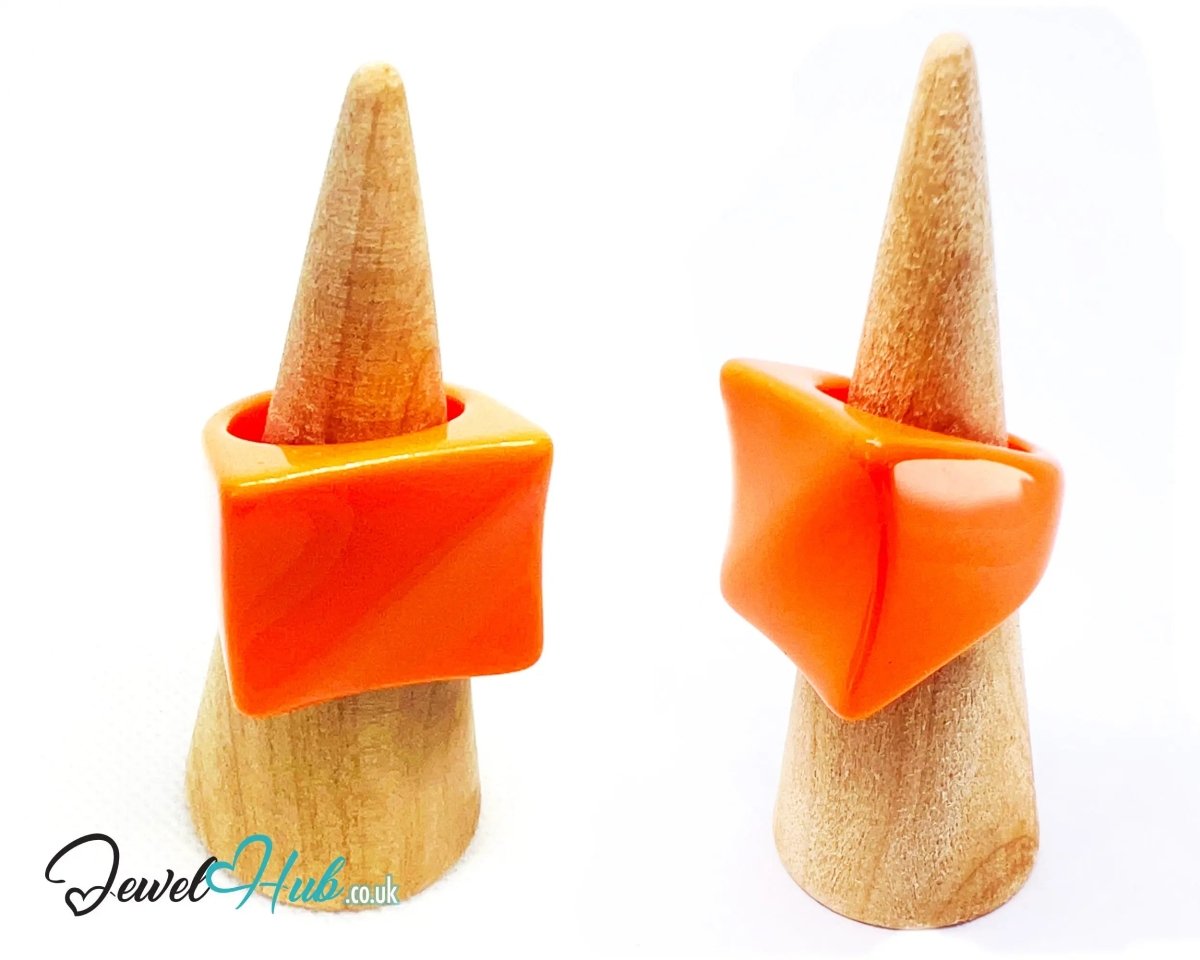 Resin Ring 🧡 EmberEdge – UK P · US 8 · Giant Series · Handcrafted Resin · 7.24g - JewelHub.co.uk