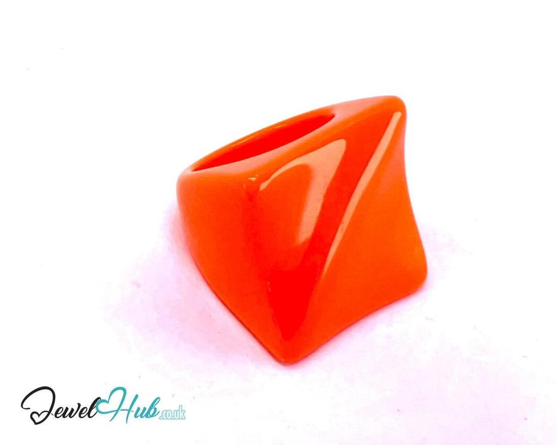 Resin Ring 🧡 EmberEdge – UK P · US 8 · Giant Series · Handcrafted Resin · 7.24g - JewelHub.co.uk