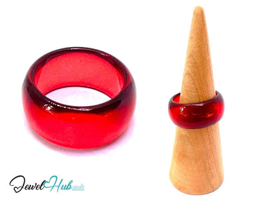 Resin Ring ❤️ EmberGlow (Dark Red) UK Q · US 8.5 · Bold Design with Glossy Shine - JewelHub.co.uk
