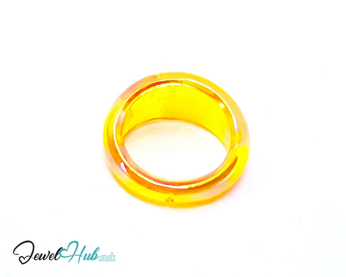 Resin Ring 🍋 Lemon Glow (Yellow) – UK P · US 7 · Translucent Sculptural Band - JewelHub.co.uk