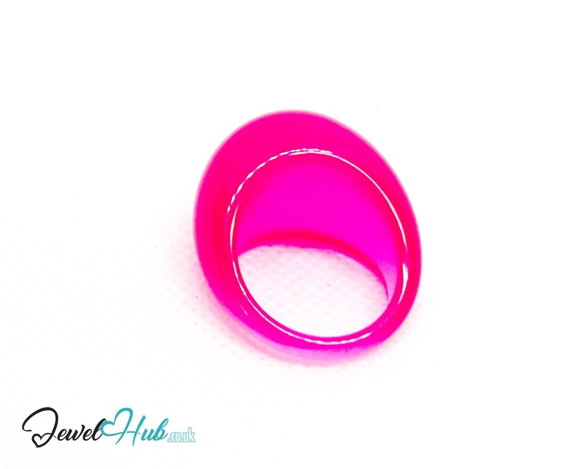 Resin Ring 💖 PinkPop (Bright Pink) · UK O · US 7.5 · Glossy Lightweight - JewelHub.co.uk