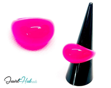 Resin Ring 💖 PinkPop (Bright Pink) · UK O · US 7.5 · Glossy Lightweight - JewelHub.co.uk