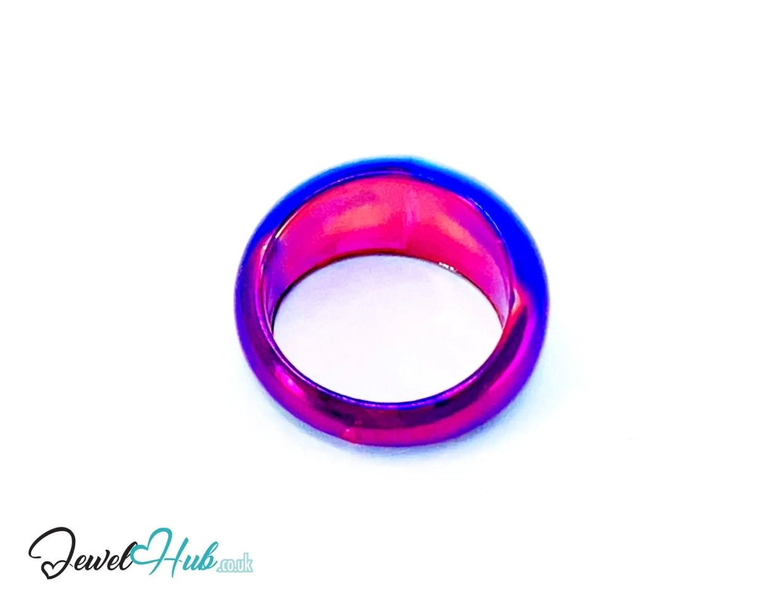 Resin Ring 💜 Purple Gloss Band (Purple) UK O · US 7 · Gloss Sculptural Band - JewelHub.co.uk