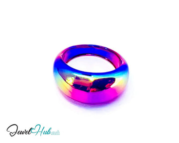 Resin Ring 💜 Purple Gloss Band (Purple) UK O · US 7 · Gloss Sculptural Band - JewelHub.co.uk