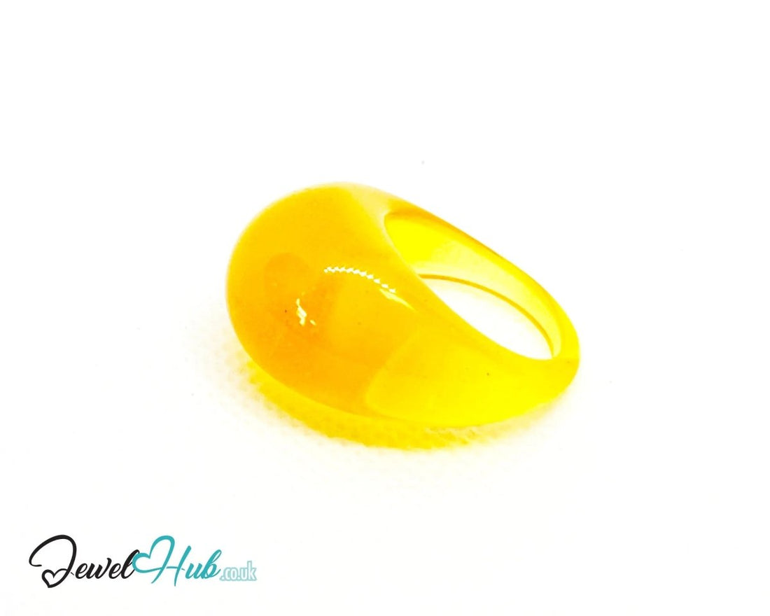 Resin Ring 💛 SunPop (Yellow) · UK O · US 7.5 · Glossy Lightweight - JewelHub.co.uk