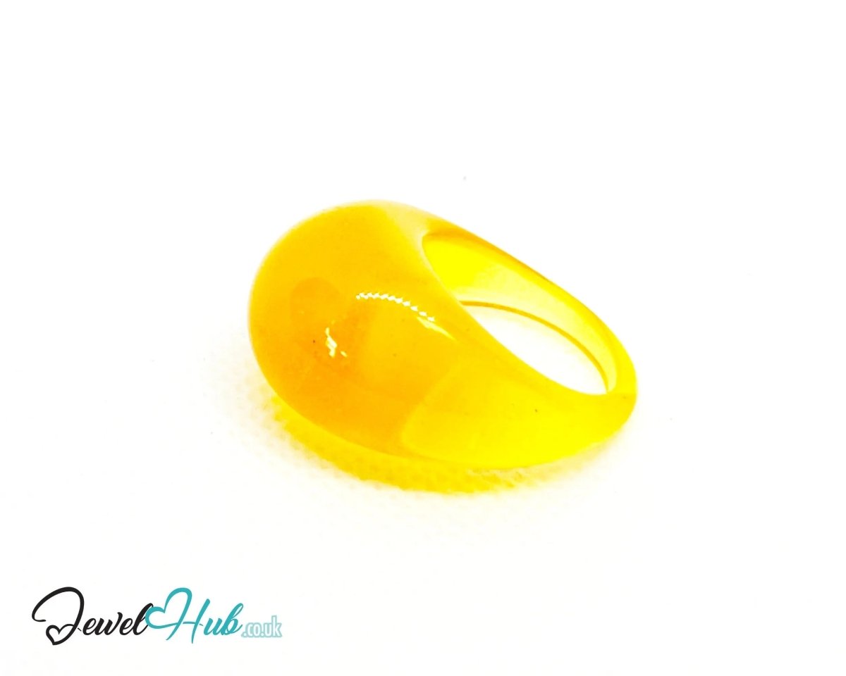 Resin Ring 💛 SunPop (Yellow) · UK O · US 7.5 · Glossy Lightweight - JewelHub.co.uk