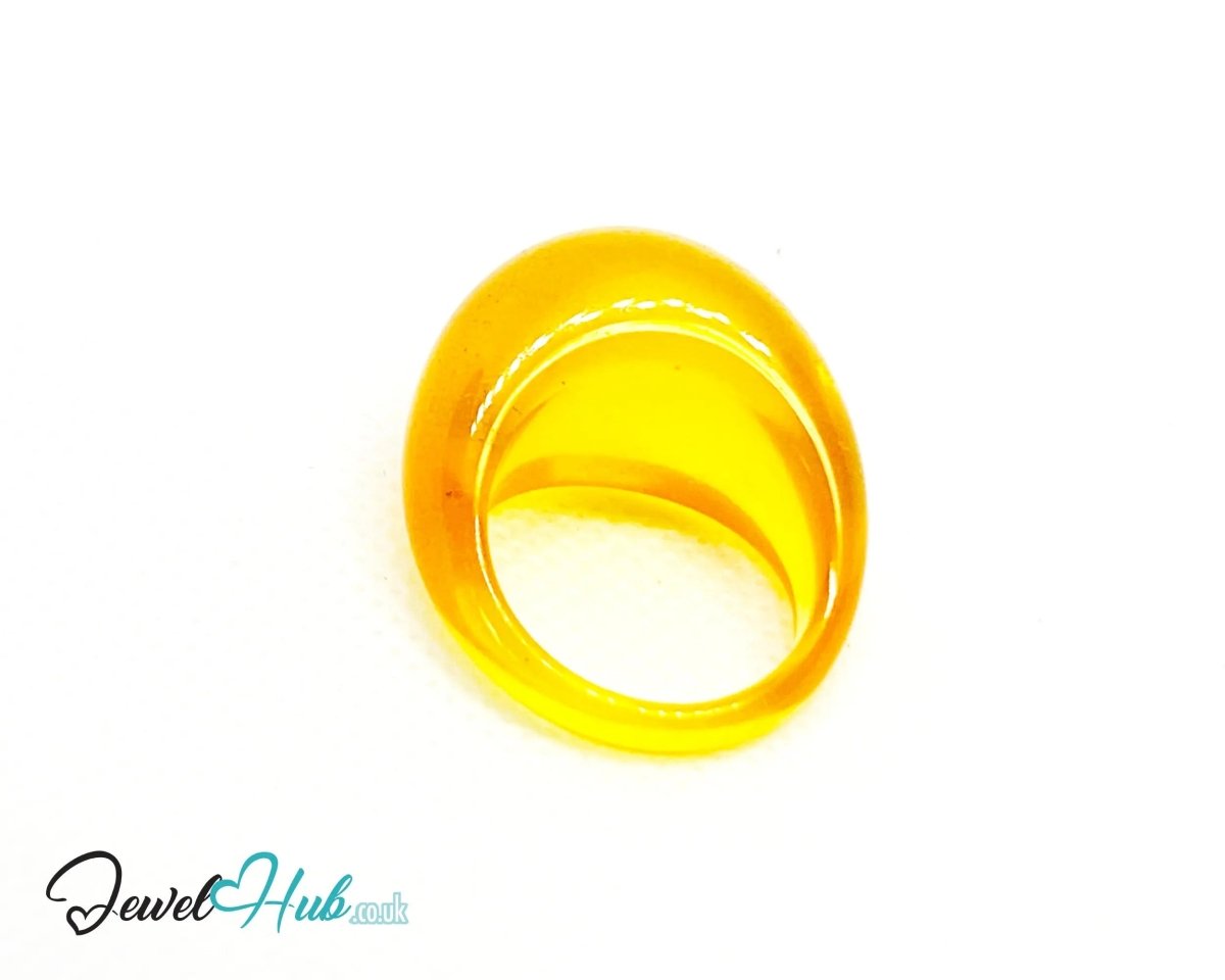 Resin Ring 💛 SunPop (Yellow) · UK O · US 7.5 · Glossy Lightweight - JewelHub.co.uk