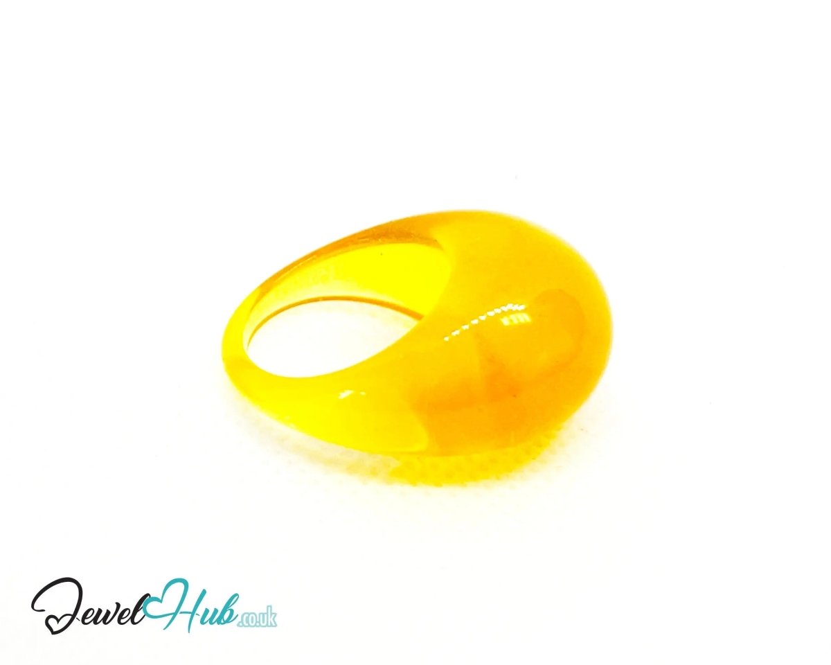 Resin Ring 💛 SunPop (Yellow) · UK O · US 7.5 · Glossy Lightweight - JewelHub.co.uk