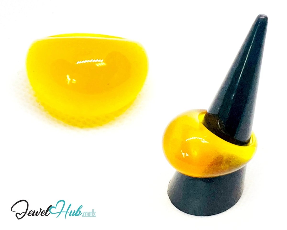 Resin Ring 💛 SunPop (Yellow) · UK O · US 7.5 · Glossy Lightweight - JewelHub.co.uk