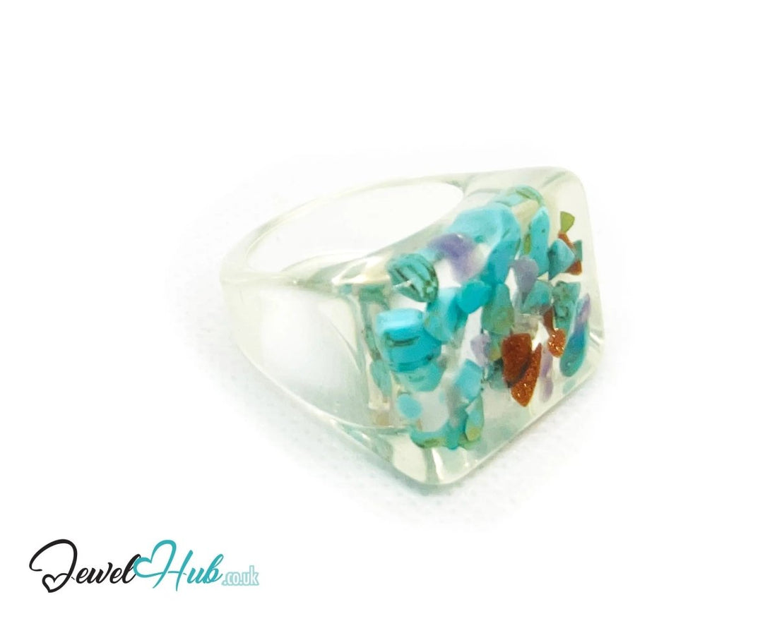 Resin Ring 🪨 TerraPop – UK Q · US 8.5 · Giant Series · Handcrafted Resin - JewelHub.co.uk