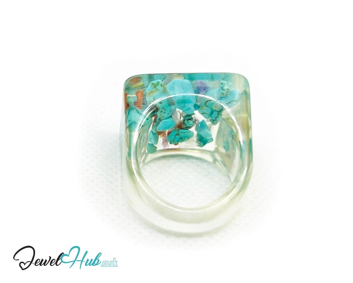 Resin Ring 🪨 TerraPop – UK Q · US 8.5 · Giant Series · Handcrafted Resin - JewelHub.co.uk