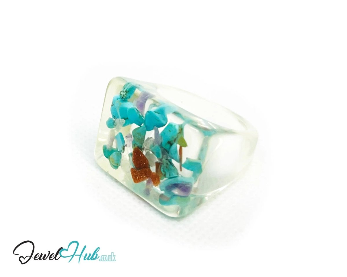 Resin Ring 🪨 TerraPop – UK Q · US 8.5 · Giant Series · Handcrafted Resin - JewelHub.co.uk