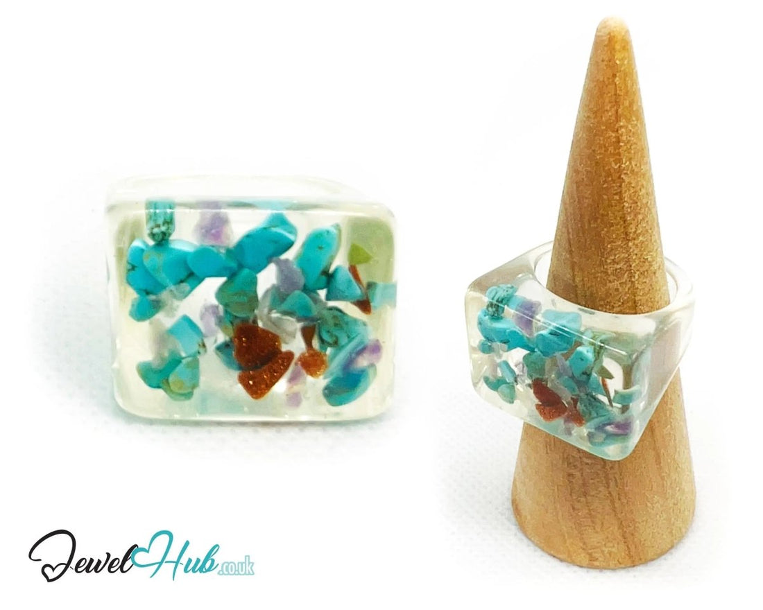 Resin Ring 🪨 TerraPop – UK Q · US 8.5 · Giant Series · Handcrafted Resin - JewelHub.co.uk
