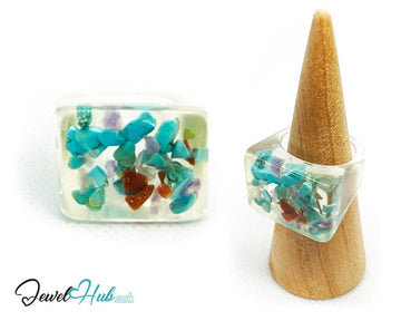 Resin Ring 🪨 TerraPop – UK Q · US 8.5 · Giant Series · Handcrafted Resin - JewelHub.co.uk