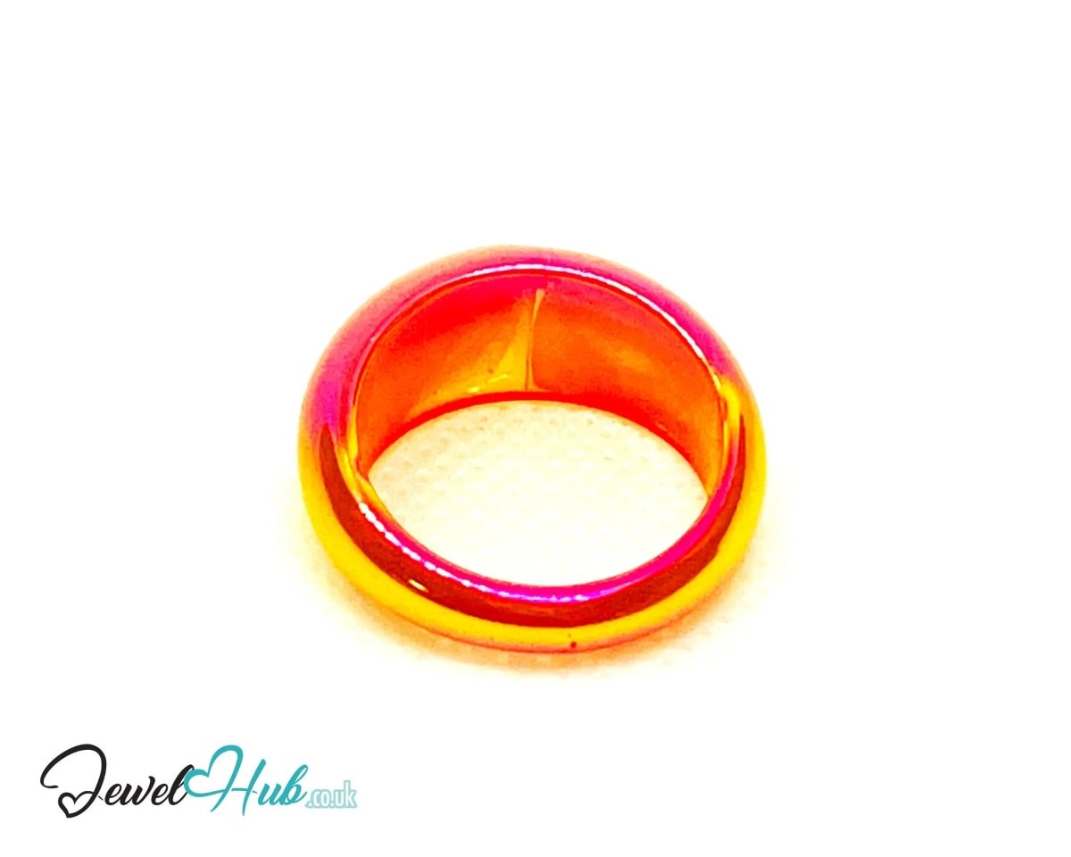 Resin Ring 🔥 Warm Colour (Orange) UK P · US 7.5 · Gloss Band in Citrus Glow - JewelHub.co.uk