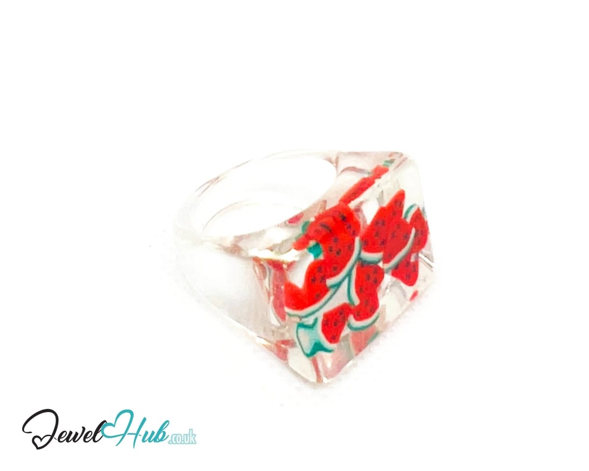 Resin Ring 🍉 Watermelon Slice – UK P · US 8 · Giant Series · Handcrafted Resin - JewelHub.co.uk