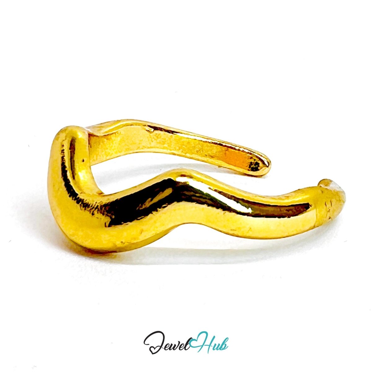 RippleBand Gold - Plated Zinc Ring · Wavy Sculptural Open Band - JewelHub.co.uk