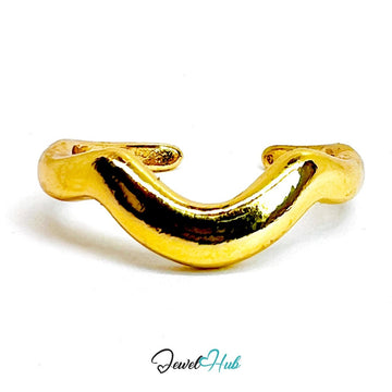 RippleBand Gold - Plated Zinc Ring · Wavy Sculptural Open Band - JewelHub.co.uk