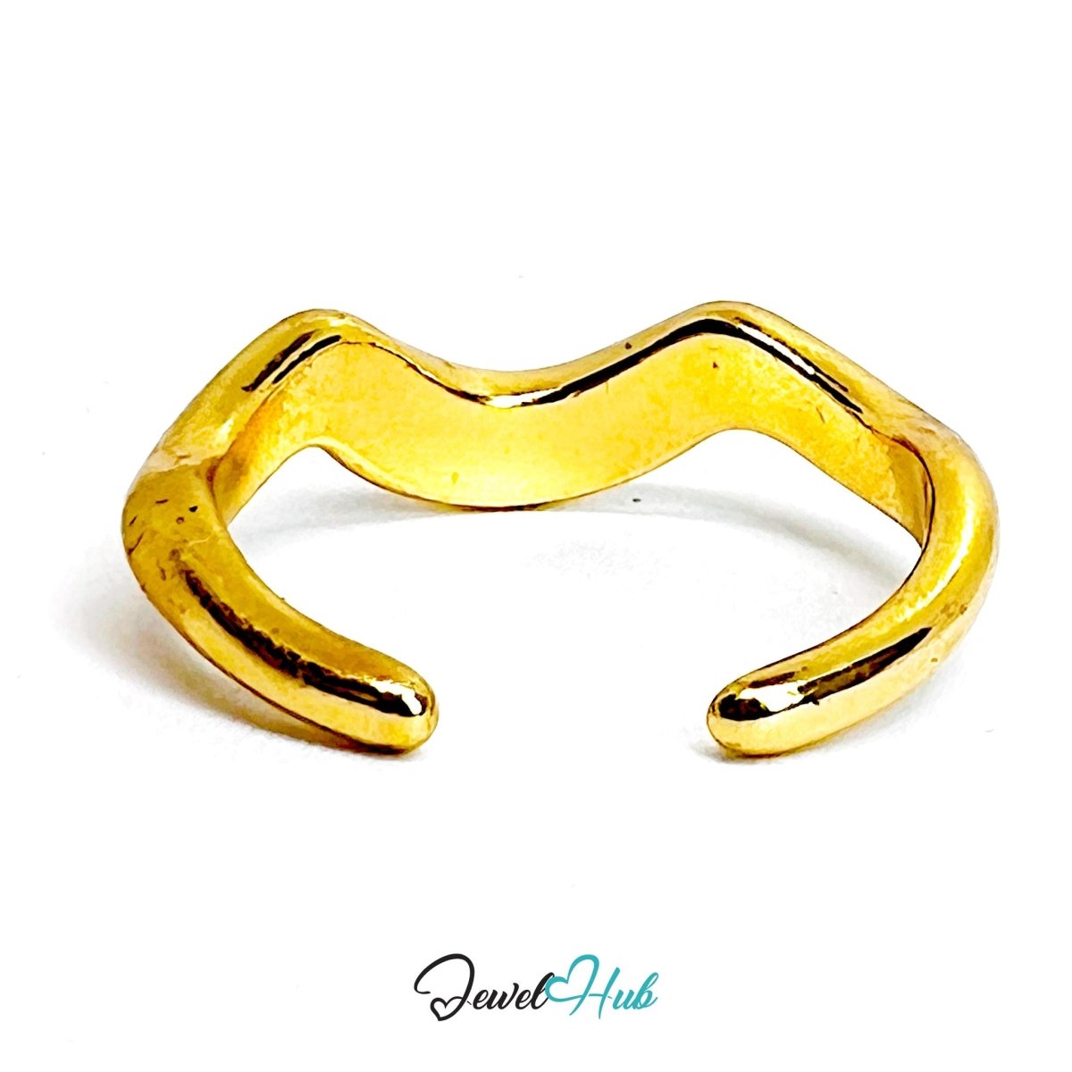 RippleBand Gold - Plated Zinc Ring · Wavy Sculptural Open Band - JewelHub.co.uk