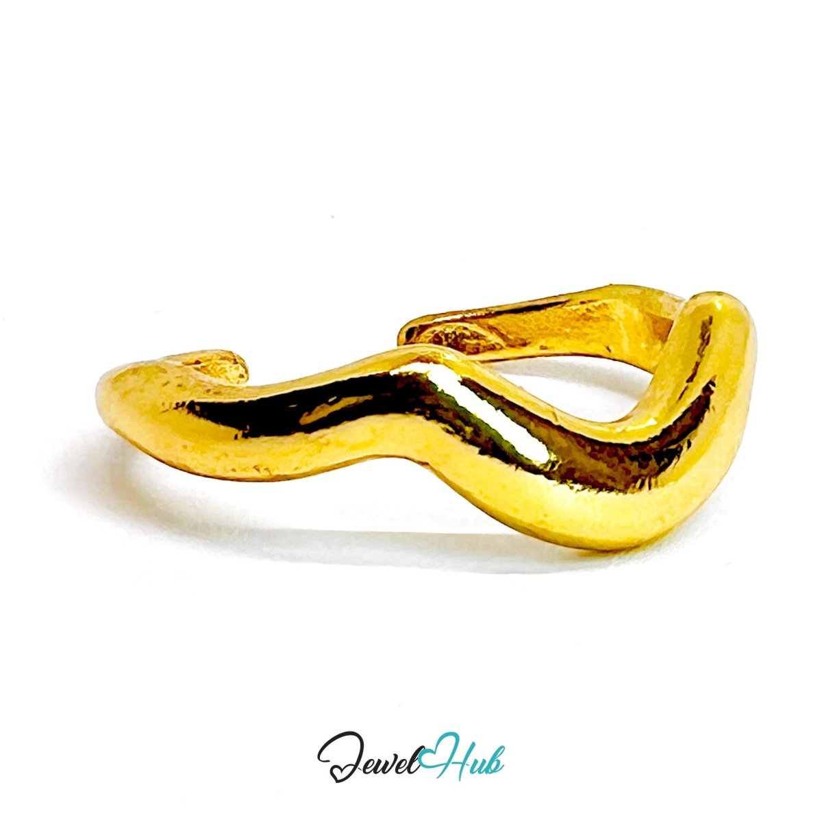 RippleBand Gold - Plated Zinc Ring · Wavy Sculptural Open Band - JewelHub.co.uk