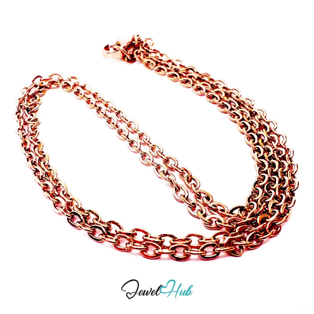 Rose Gold Stainless Steel O‑Shape Chain Necklace 2x3.5mm | 50cm - JewelHub.co.uk