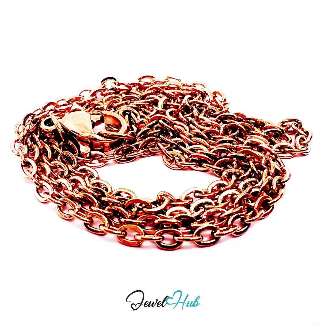 Rose Gold Stainless Steel O‑Shape Chain Necklace 2x3.5mm | 50cm - JewelHub.co.uk