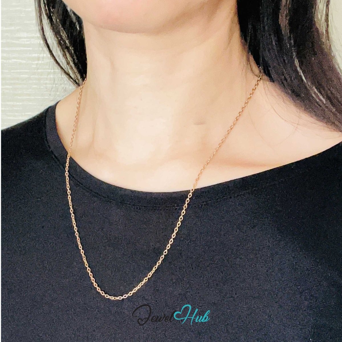 Rose Gold Stainless Steel O‑Shape Chain Necklace 2x3.5mm | 50cm - JewelHub.co.uk