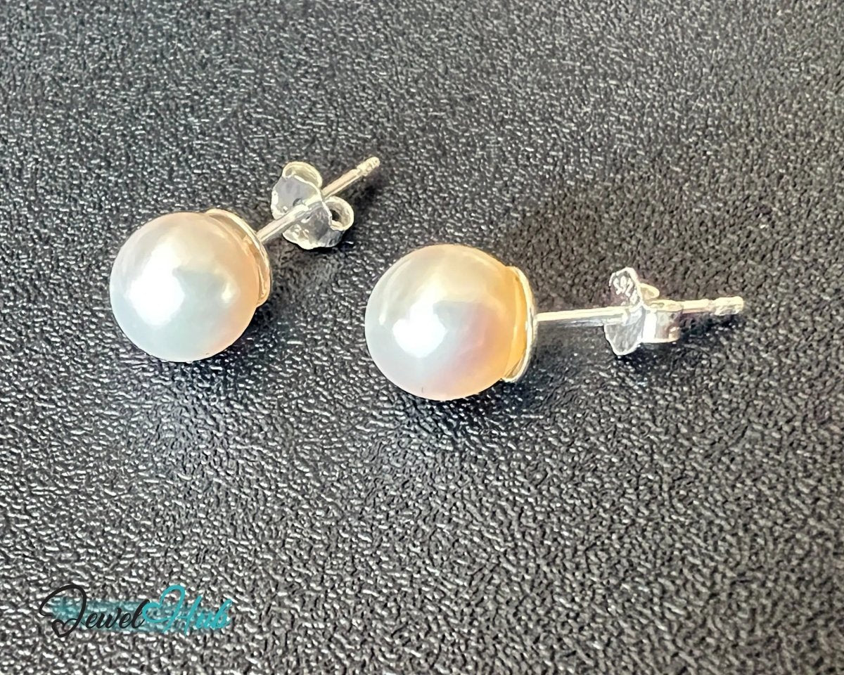 S925 Sterling Silver 7mm Pearl Earrings – Affordable Luxury & Timeless Craftsmanship - JewelHub.co.uk