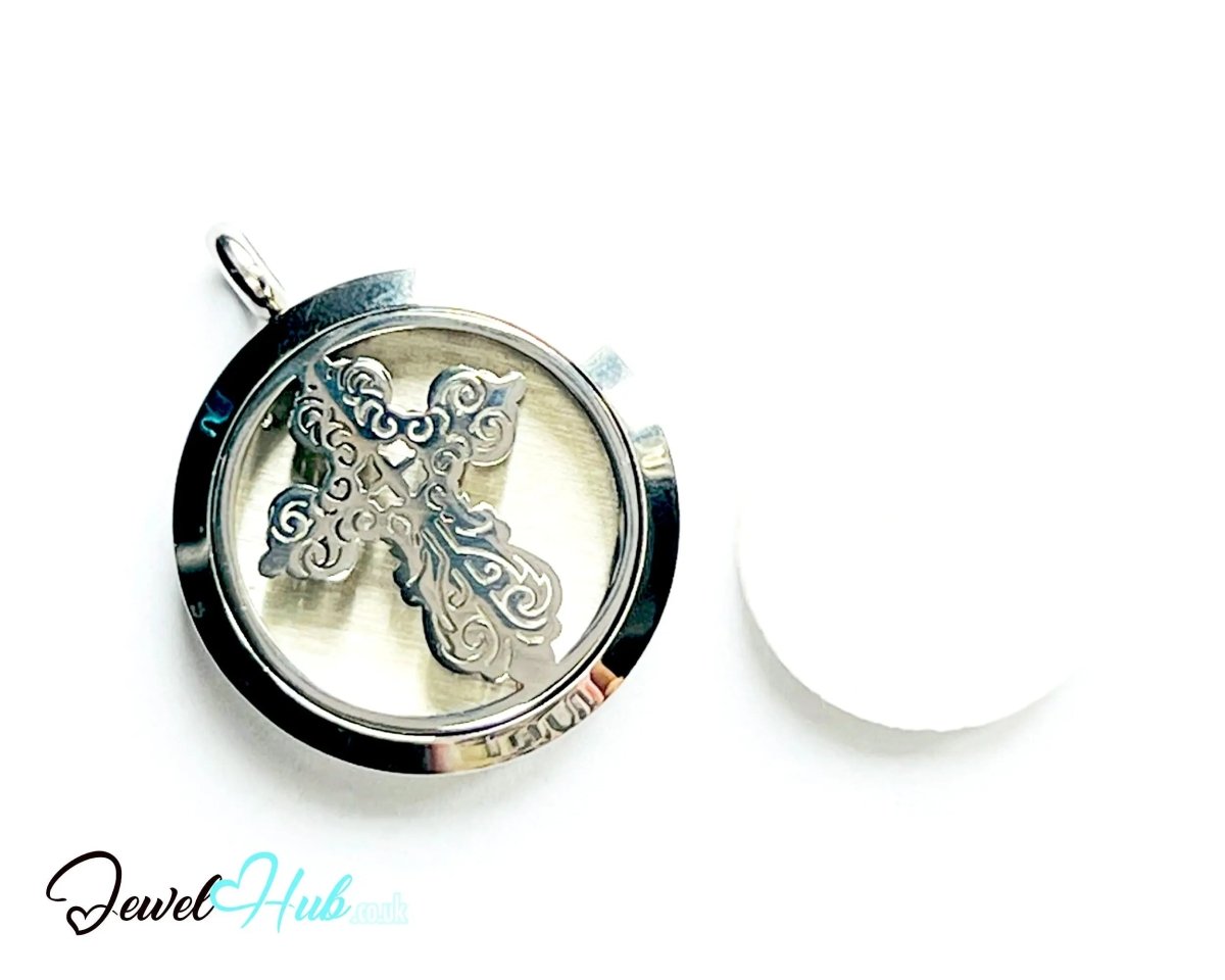 ✝️ Sacred Grace – Stainless Steel Aromatherapy Pendant for Faith & Inner Peace - JewelHub.co.uk