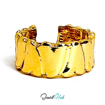 Scalloped Gold - Plated Ring – Artisan Texture Band for Teens & Trendsetters - JewelHub.co.uk