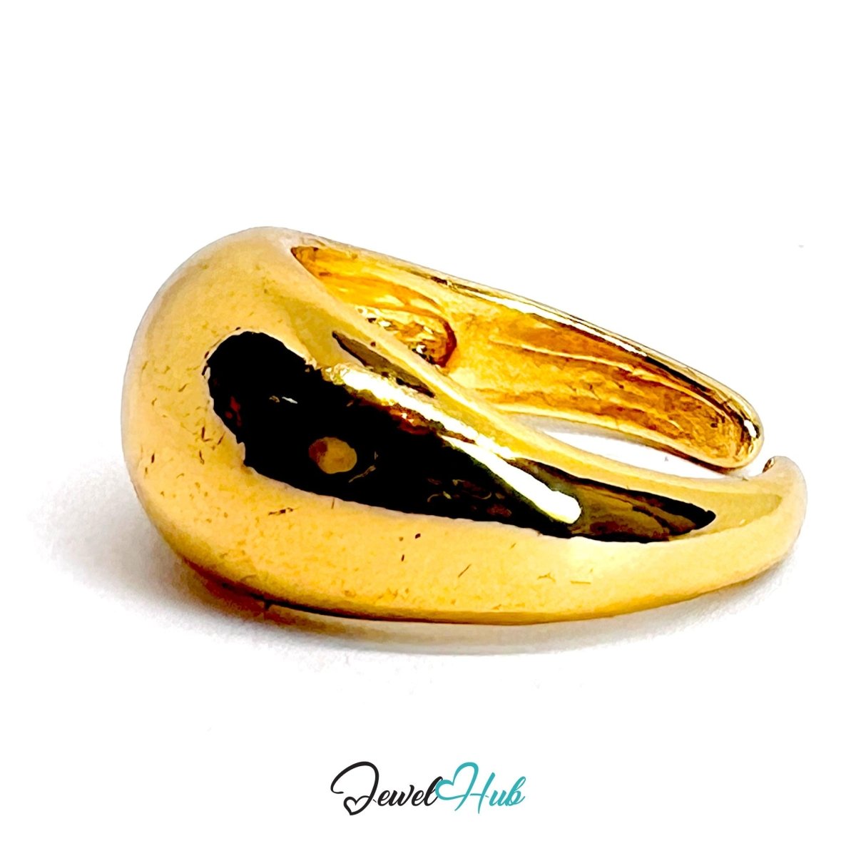SculptBand Gold - Plated Zinc Ring · Chunky Dome Statement Band - JewelHub.co.uk
