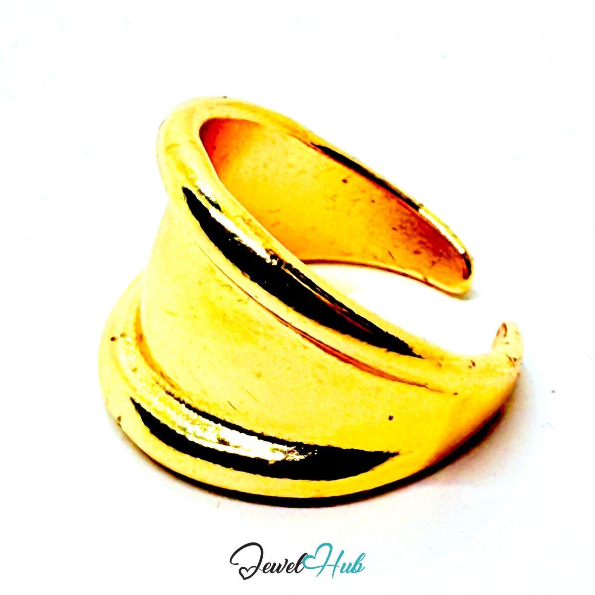 Sculptural Curve Gold - Plated Zinc Ring – Modern Minimalist Band - JewelHub.co.uk