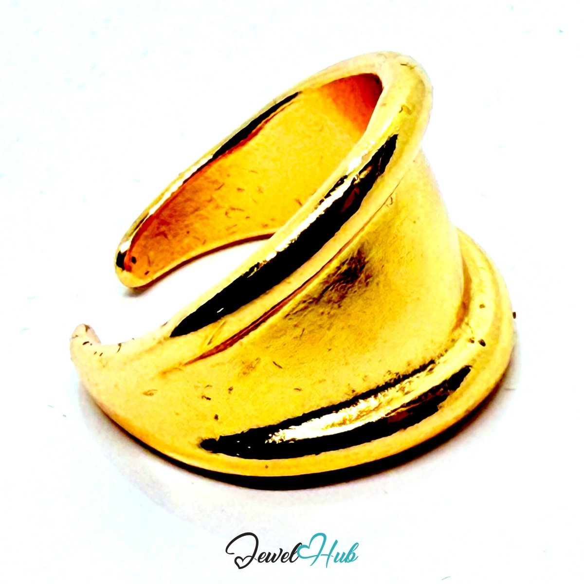 Sculptural Curve Gold - Plated Zinc Ring – Modern Minimalist Band - JewelHub.co.uk