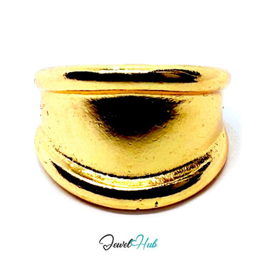 Sculptural Curve Gold - Plated Zinc Ring – Modern Minimalist Band - JewelHub.co.uk