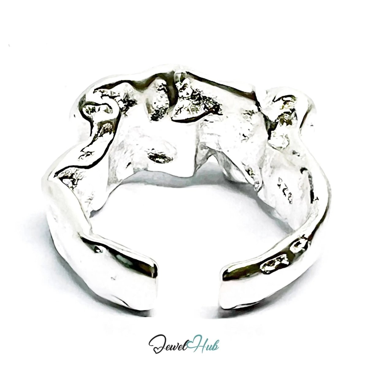 Sculptural Silver Ring | Hallmarked 925 Abstract Folded Band | Organic Statement Design in Sizes L–N - JewelHub.co.uk