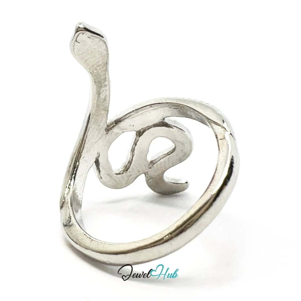 Serpent Coil Ring 🐍 Zinc Alloy · UK P · US 8 · Sculptural Snake Motif · Symbolic · Silver - Tone Finish - JewelHub.co.uk