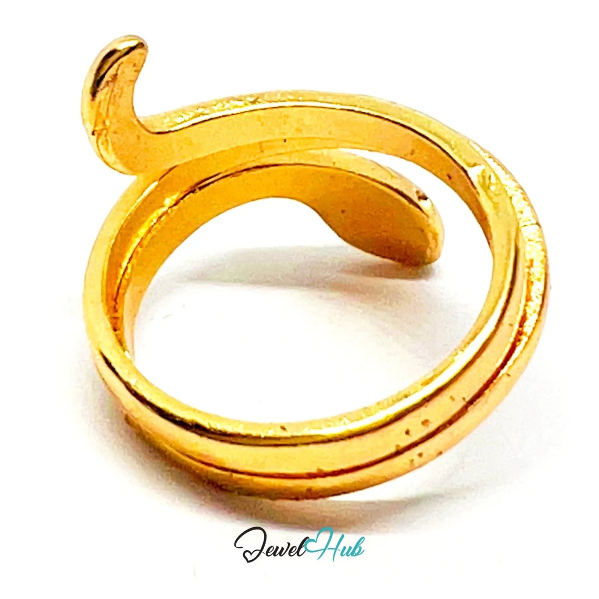 Serpent Flow 💛 Gold Plated Wrap Zinc Ring UK N · US 7 · Sculptural Minimalism - JewelHub.co.uk