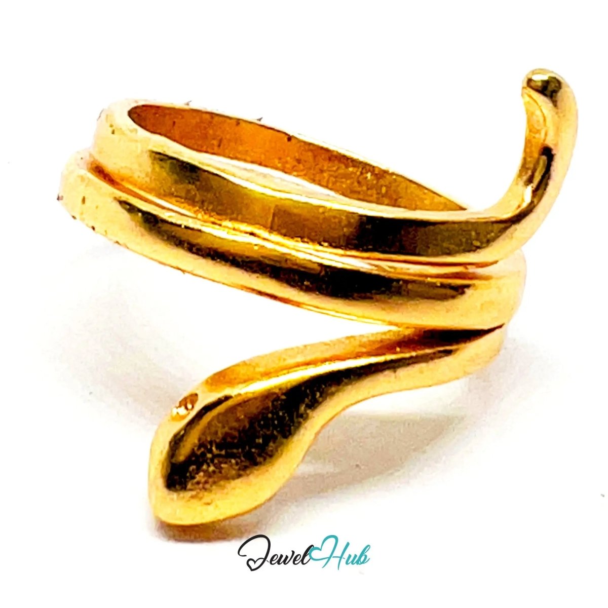 Serpent Flow 💛 Gold Plated Wrap Zinc Ring UK N · US 7 · Sculptural Minimalism - JewelHub.co.uk
