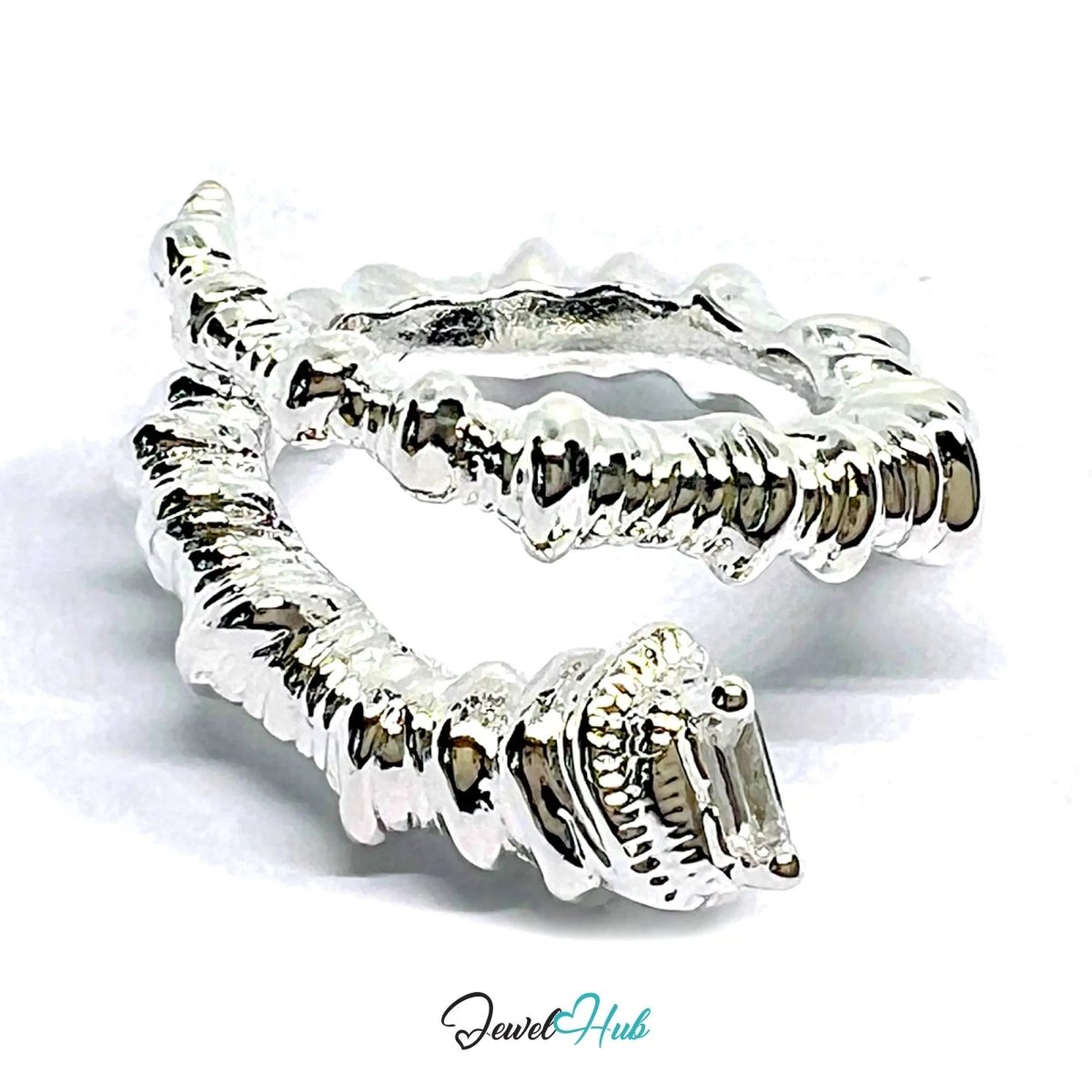Serpent Ring Sterling Silver | 925 Hallmarked Adjustable Band with Coiled Texture - JewelHub.co.uk