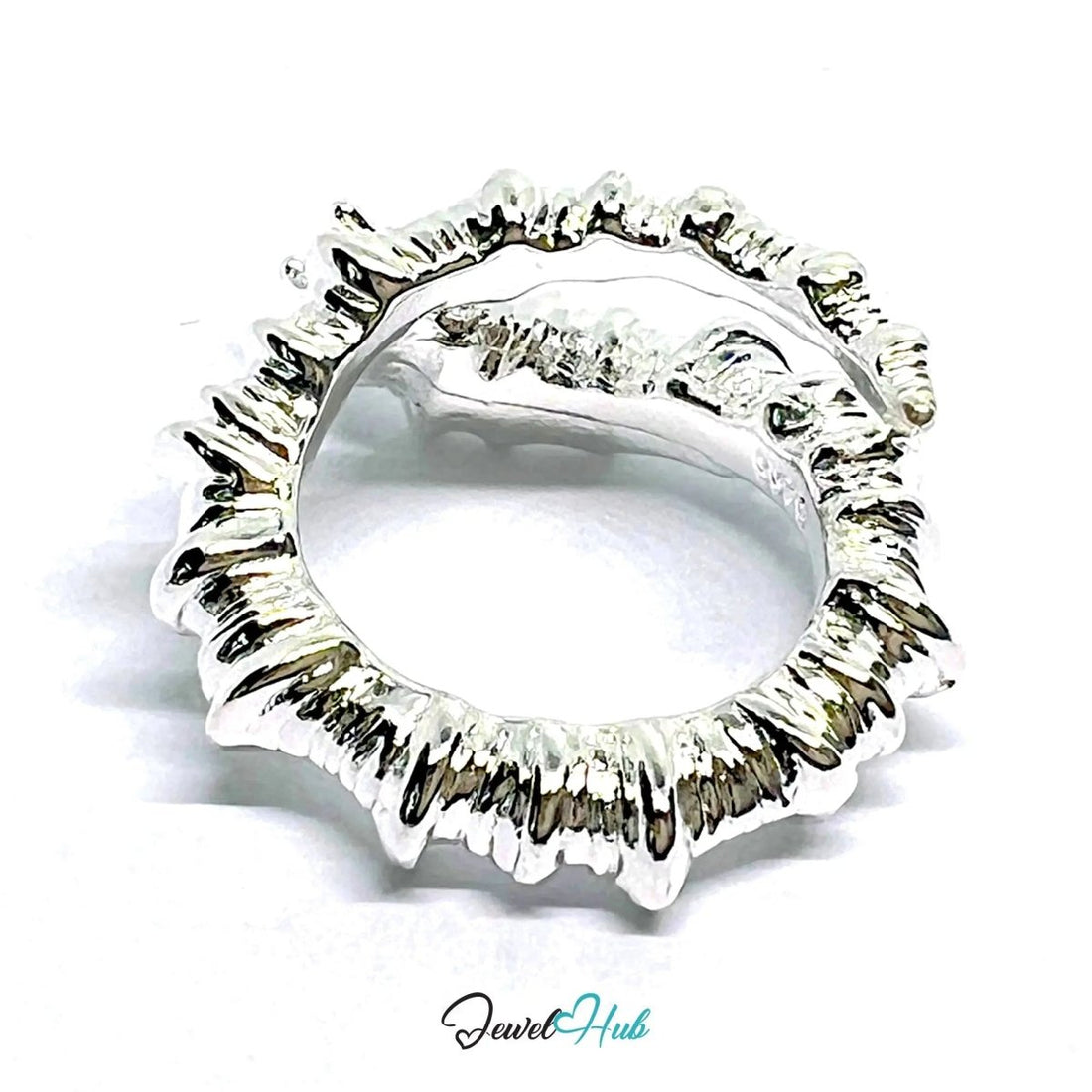 Serpent Ring Sterling Silver | 925 Hallmarked Adjustable Band with Coiled Texture - JewelHub.co.uk