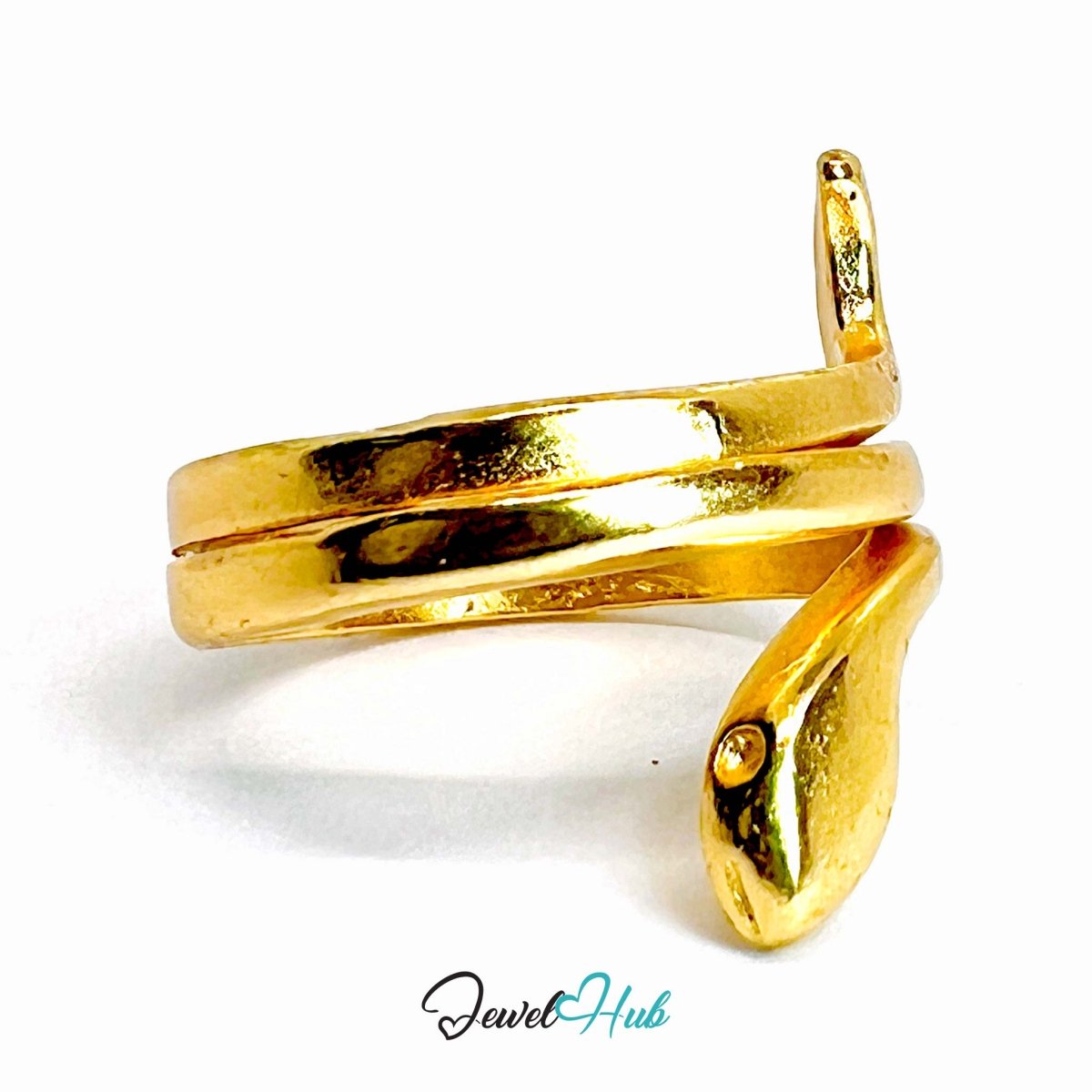 SerpentFlow Gold - Plated Zinc Ring · Sculptural Wrap Band Statement - JewelHub.co.uk