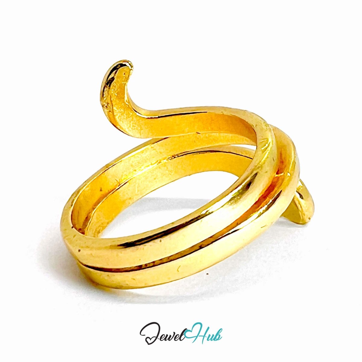 SerpentFlow Gold - Plated Zinc Ring · Sculptural Wrap Band Statement - JewelHub.co.uk
