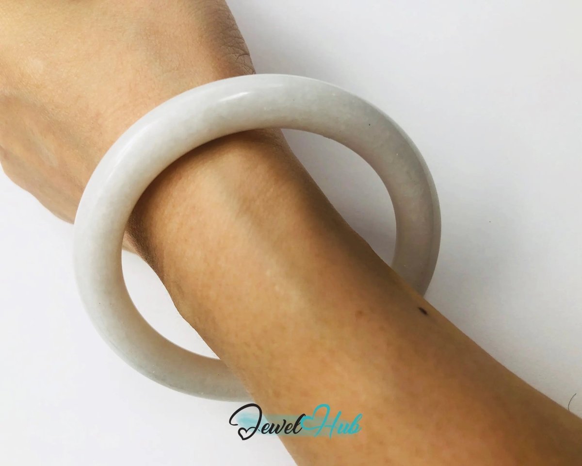 Silent Guardian · White Nephrite Jade Bracelet · Protective Gift of Emotional Strength - JewelHub.co.uk