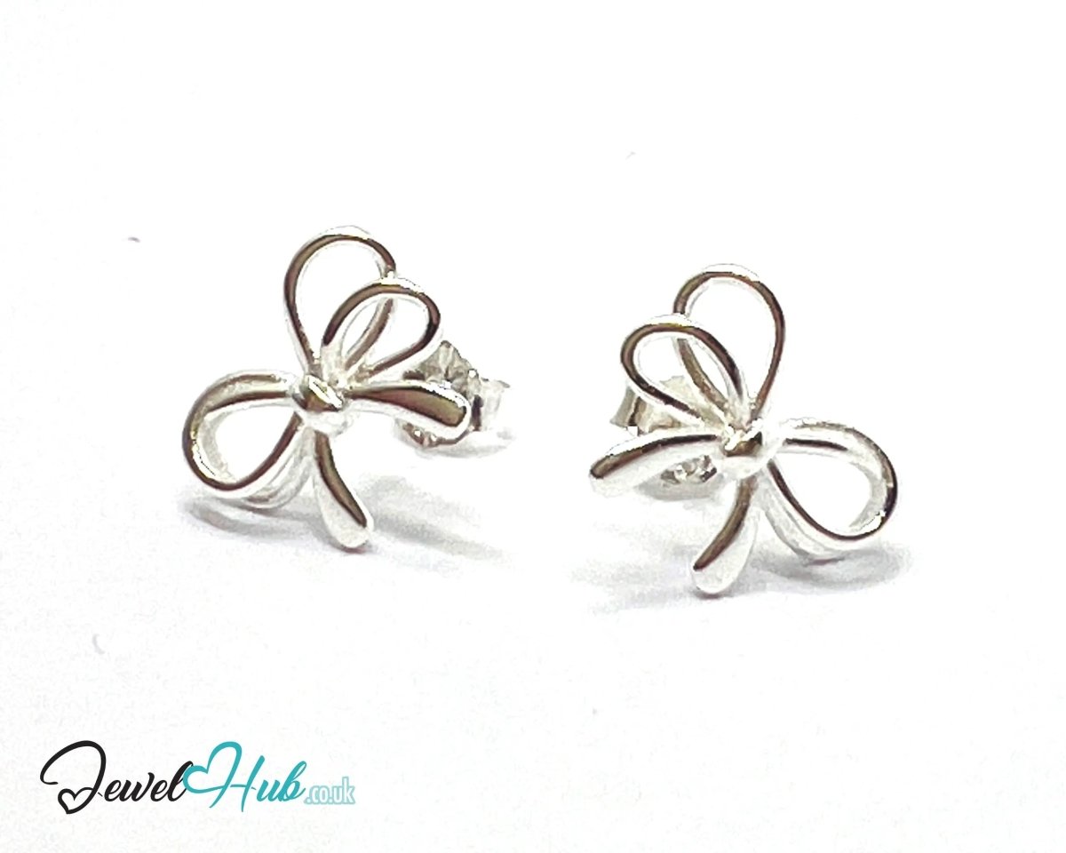 Silken Ribbon – 925 Sterling Silver Mini Bow Studs (0.85g) - JewelHub.co.uk
