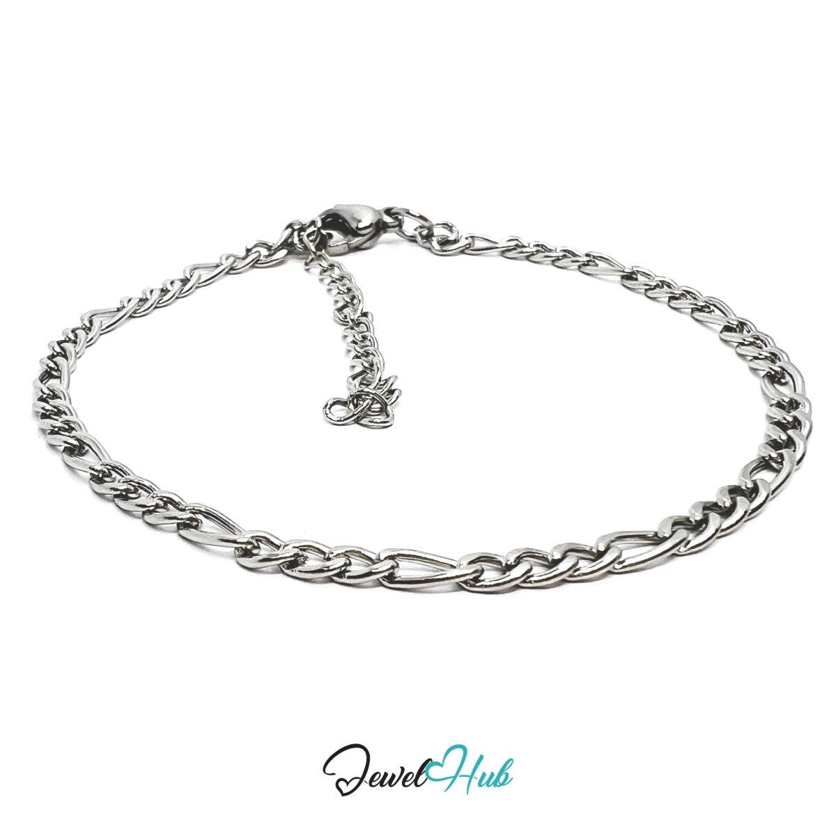 Silver 304 Stainless Steel Curb Chain Bracelet – 2.8mm Minimalist Everyday Design - JewelHub.co.uk