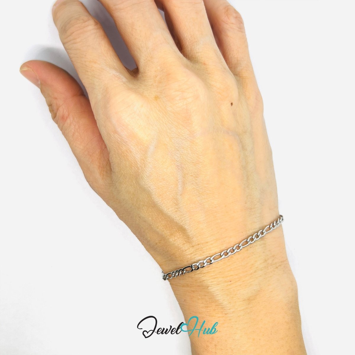 Silver 304 Stainless Steel Curb Chain Bracelet – 2.8mm Minimalist Everyday Design - JewelHub.co.uk