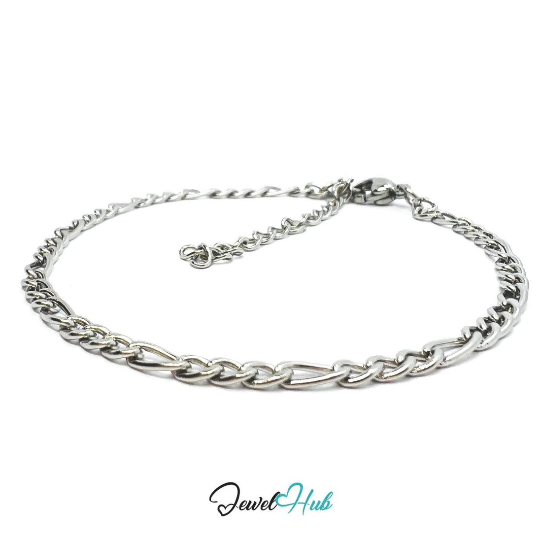 Silver 304 Stainless Steel Curb Chain Bracelet – 2.8mm Minimalist Everyday Design - JewelHub.co.uk